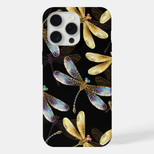 Seamless Pattern with Golden Dragonflies iPhone 15 Pro Max Case