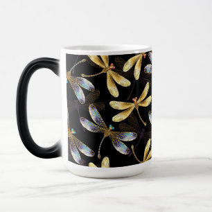 Seamless Pattern with Golden Dragonflies Magic Mug