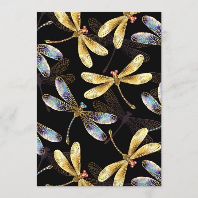 Seamless Pattern with Golden Dragonflies Menu (Front)