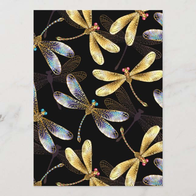Seamless Pattern with Golden Dragonflies Menu (Front)