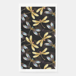 Seamless Pattern with Golden Dragonflies Napkin