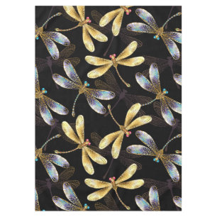 Seamless Pattern with Golden Dragonflies Tablecloth