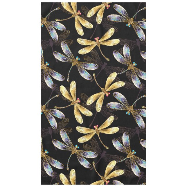 Seamless Pattern with Golden Dragonflies Tablecloth (Front)