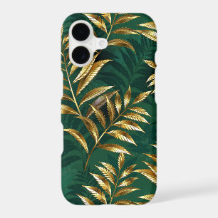 Seamless pattern with golden ferns
