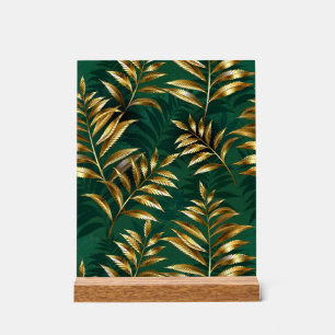 Seamless pattern with golden ferns acrylic sign
