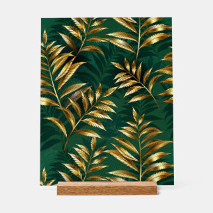 Seamless pattern with golden ferns acrylic sign