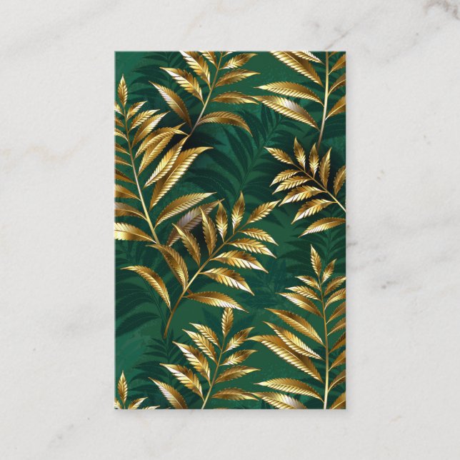 Seamless pattern with golden ferns appointment card (Front)
