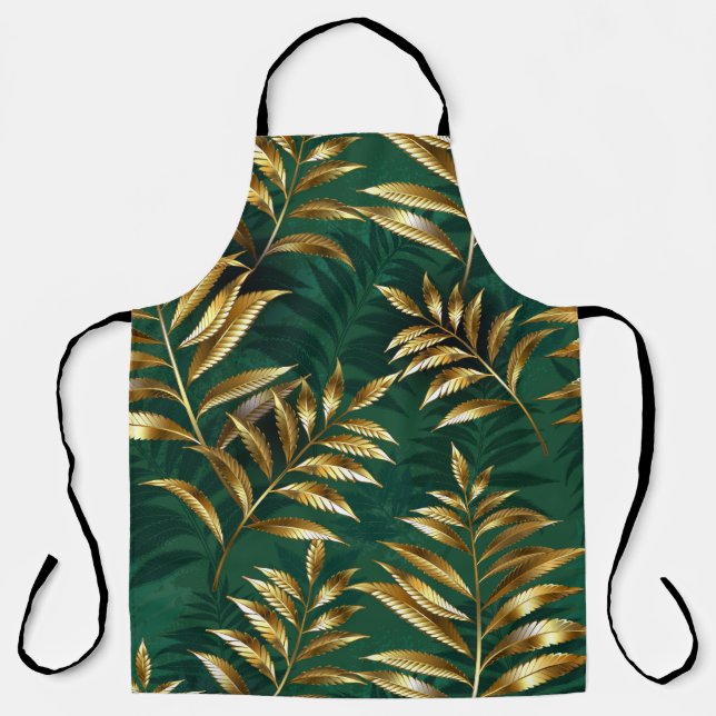 Seamless pattern with golden ferns apron (Front)