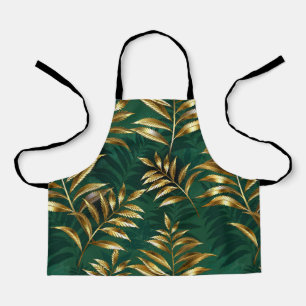 Seamless pattern with golden ferns apron