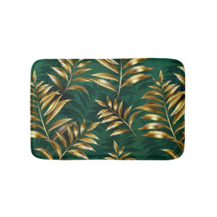 Seamless pattern with golden ferns bath mat
