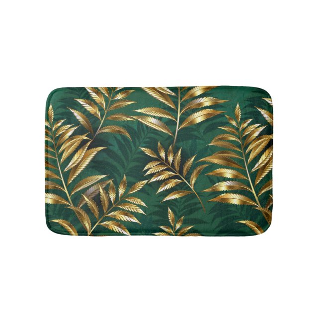 Seamless pattern with golden ferns bath mat (Front)