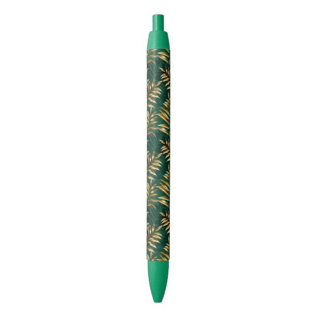 Seamless pattern with golden ferns black ink pen (Front Vertical)