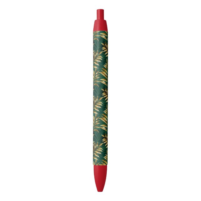 Seamless pattern with golden ferns black ink pen (Front Vertical)