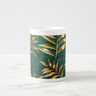 Seamless pattern with golden ferns bone china mug