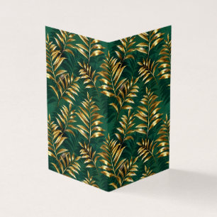 Seamless pattern with golden ferns business card