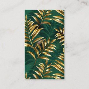 Seamless pattern with golden ferns business card