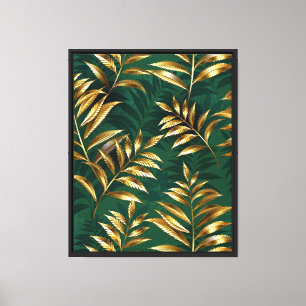 Seamless pattern with golden ferns canvas print