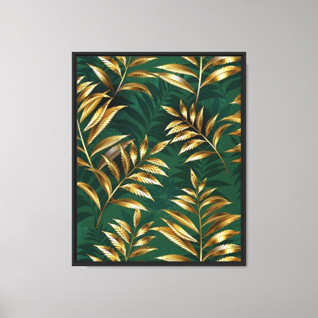 Seamless pattern with golden ferns canvas print (Front)