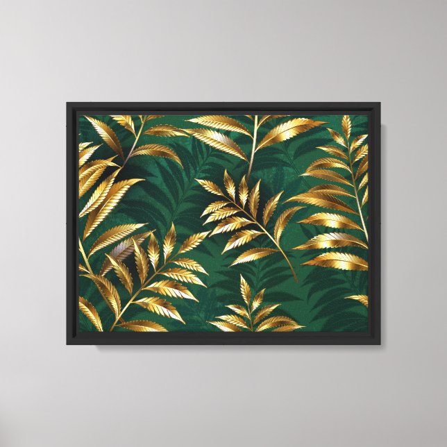 Seamless pattern with golden ferns canvas print (Front)