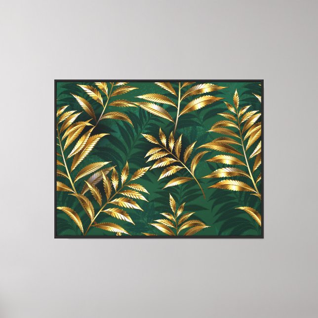 Seamless pattern with golden ferns canvas print (Front)