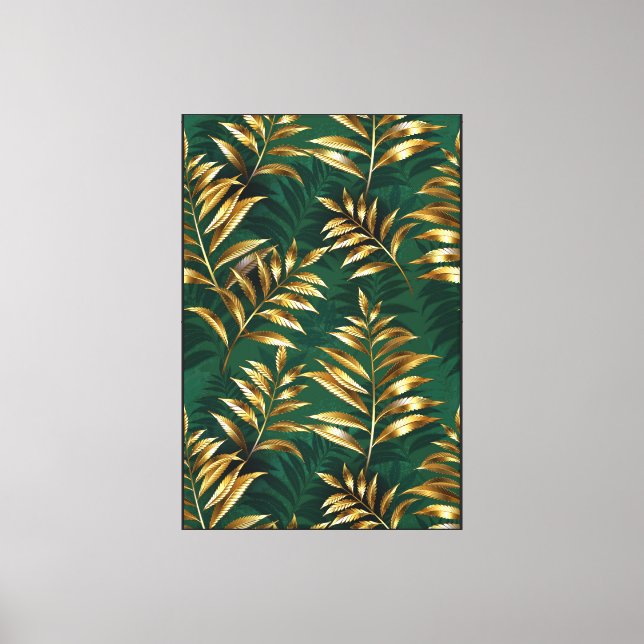 Seamless pattern with golden ferns canvas print (Front)