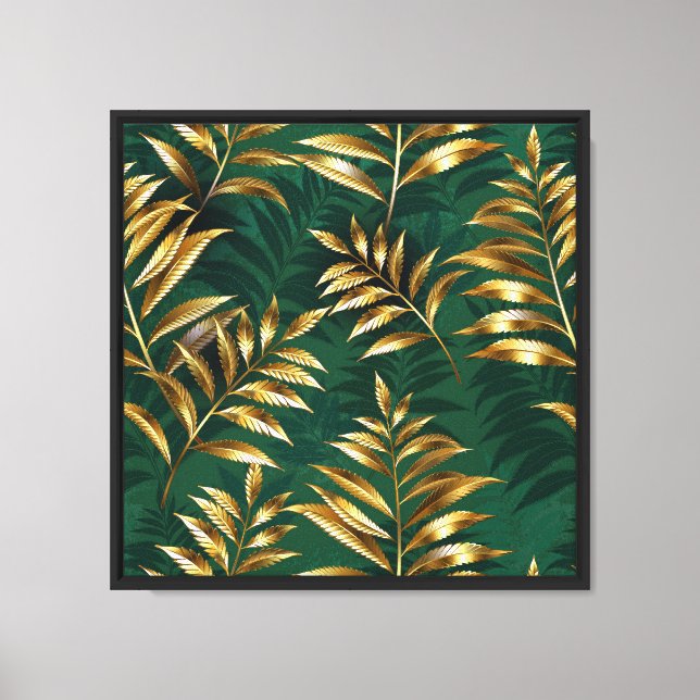 Seamless pattern with golden ferns canvas print (Front)