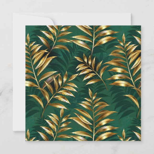 Seamless pattern with golden ferns card (Front)