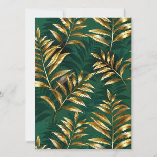 Seamless pattern with golden ferns card
