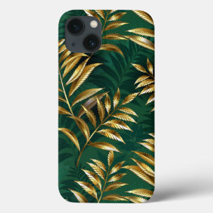 Seamless pattern with golden ferns iPhone 13 case