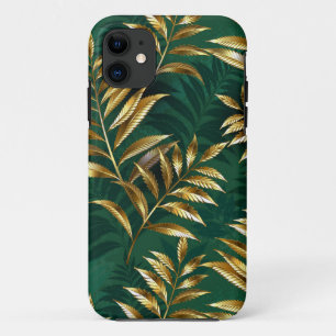 Seamless pattern with golden ferns iPhone 11 case