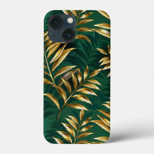 Seamless pattern with golden ferns iPhone 13 mini case