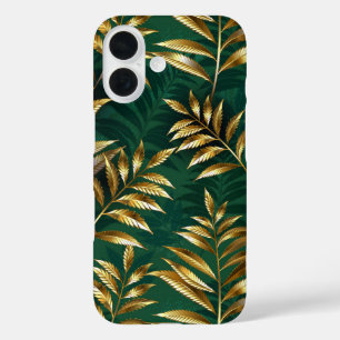 Seamless pattern with golden ferns iPhone 16 case