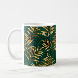 Seamless pattern with golden ferns coffee mug