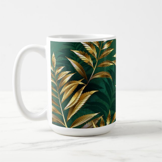 Seamless pattern with golden ferns coffee mug (Left)