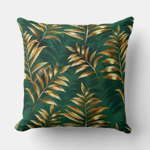 Seamless pattern with golden ferns cushion
