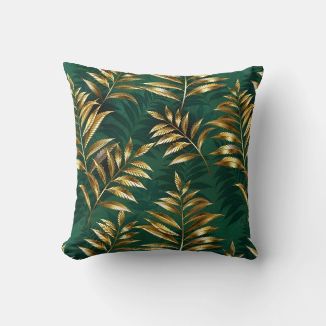 Seamless pattern with golden ferns cushion (Front)