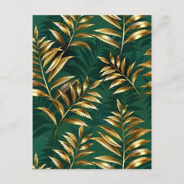 Seamless pattern with golden ferns enclosure card (Front)