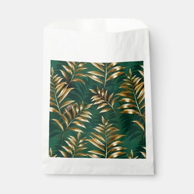 Seamless pattern with golden ferns favour bags (Front)