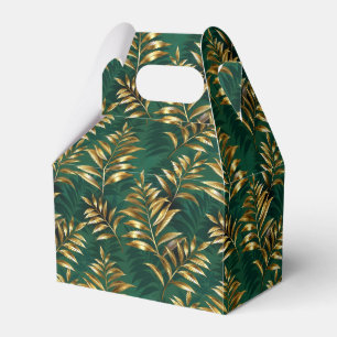 Seamless pattern with golden ferns favour box