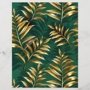 Seamless pattern with golden ferns flyer