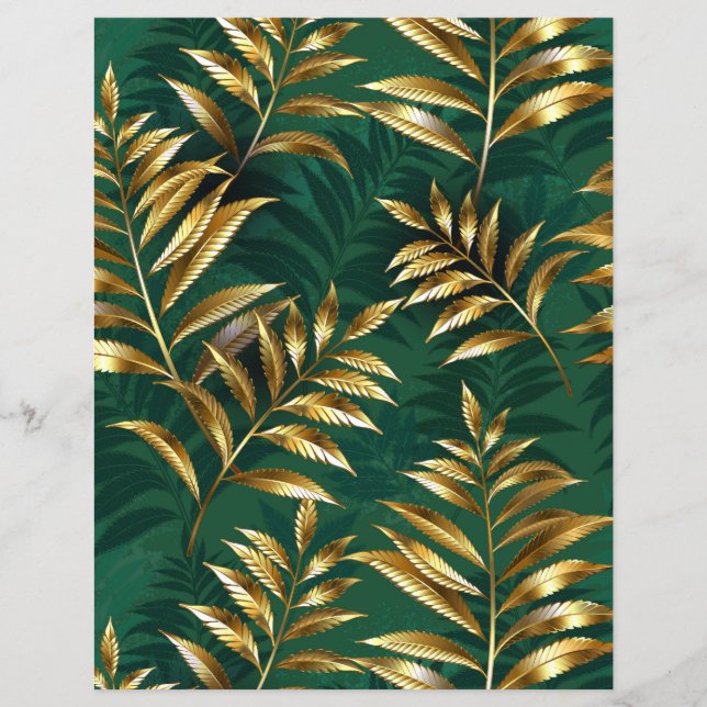 Seamless pattern with golden ferns flyer (Front)