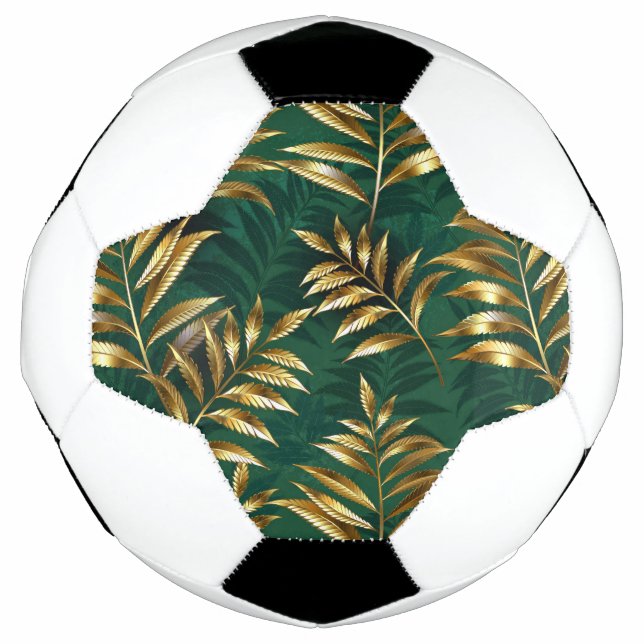 Seamless pattern with golden ferns football (Front)