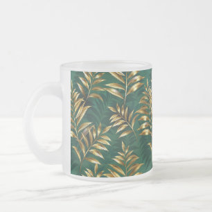 Seamless pattern with golden ferns frosted glass coffee mug