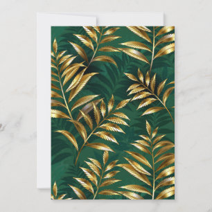 Seamless pattern with golden ferns holiday card