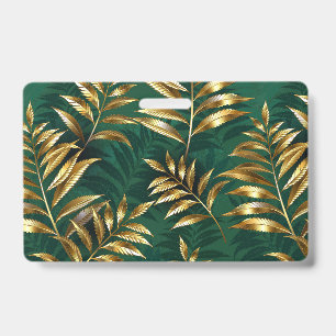 Seamless pattern with golden ferns ID badge