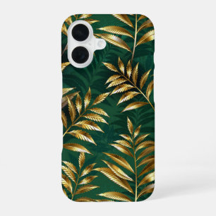 Seamless pattern with golden ferns iPhone 16 case