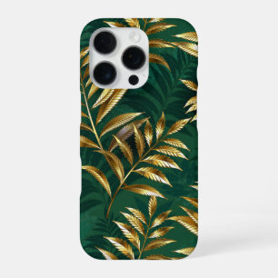Seamless pattern with golden ferns iPhone 16 pro case