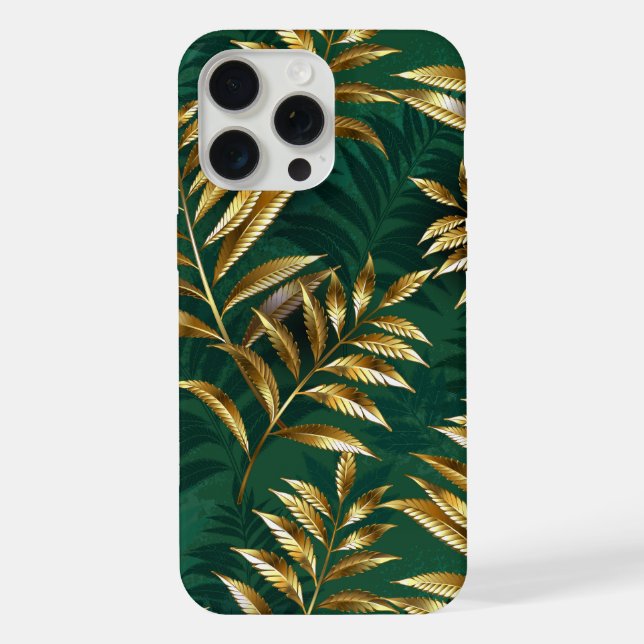 Seamless pattern with golden ferns iPhone case (Back)