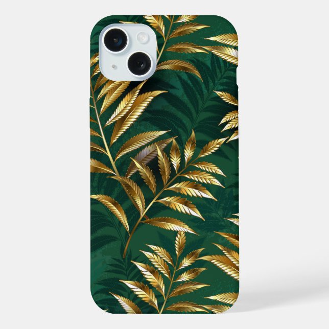 Seamless pattern with golden ferns iPhone case (Back)