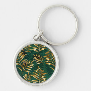 Seamless pattern with golden ferns key ring